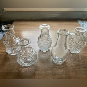 COPY - 5 Glass Flower Vases Vintage Decorative Table Centerpieces - Clear?